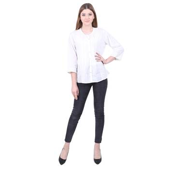 Off-white embroidered blended cotton cotton-tops 1