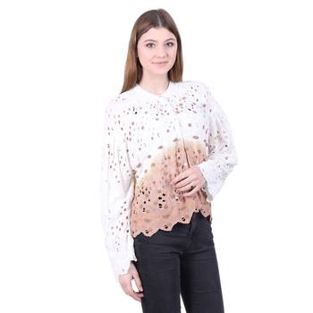 White embroidered blended cotton cotton-tops 3