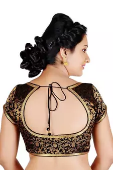 New Black Color Brocade Fabric Blouse Materials