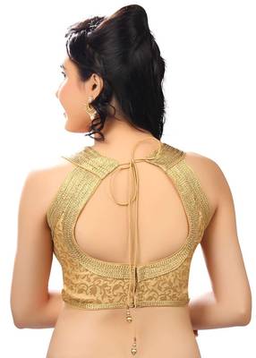 New Gold Color Brocade Fabric Blouse Materials 2