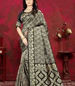 Black woven Art Silk Saree with blouse