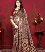 Maroon woven Art Silk Saree with blouse