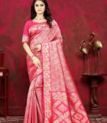 Pink woven Art Silk Saree with blouse