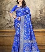 Royal blue woven Art Silk Saree with blouse