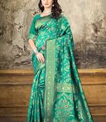 Sea green woven Art Silk Saree with blouse