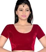 Latest Maroon Color Velvet Fabric Blouse Materials