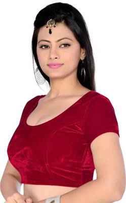 Latest Maroon Color Velvet Fabric Blouse Materials 3