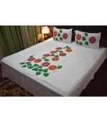 Fabby Home Designer Patchwork Embroider Kingsize Bedsheet