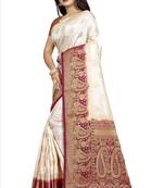 White woven silk saree with blouse
