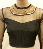 Black Net and Dupion Silk Blouse