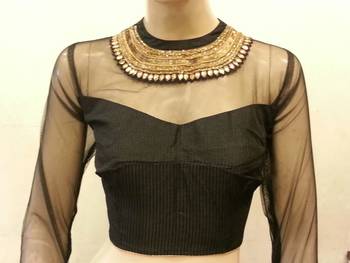 Black Net and Dupion Silk Blouse 2