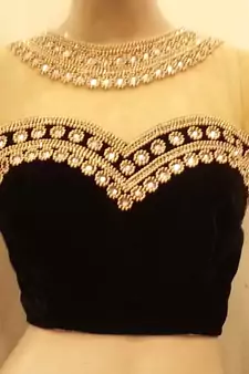 Black velvette and nude colour net