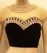 Black velvette and nude colour net