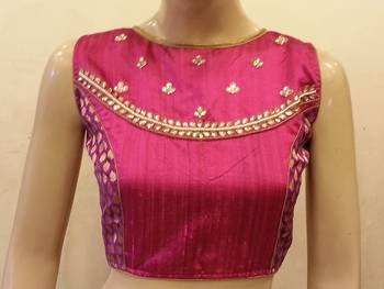 Magenta rawsilk handwork  blouse 1