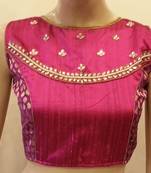 Magenta rawsilk handwork  blouse