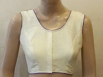 Off white dupion silk multicolor embroidered and mirrorwork blouse 2
