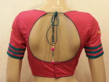 Pink embroidered chanderi silk blouse 2
