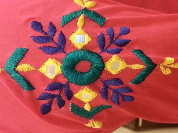 Pink embroidered chanderi silk blouse 3