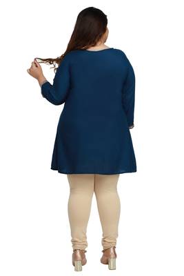 Dark-blue woven rayon short-kurtis 2
