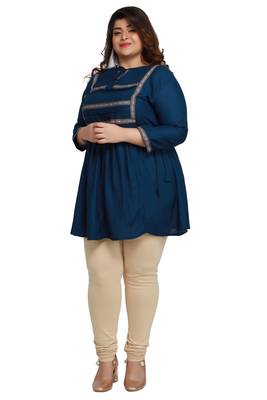 Dark-blue woven rayon short-kurtis 3