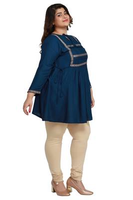 Dark-blue woven rayon short-kurtis 4