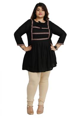 Black woven rayon short-kurtis 1
