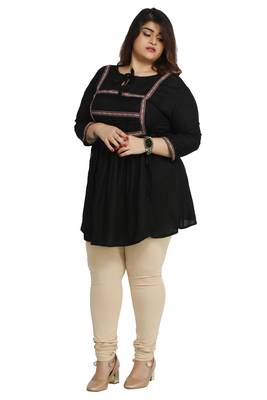 Black woven rayon short-kurtis 3