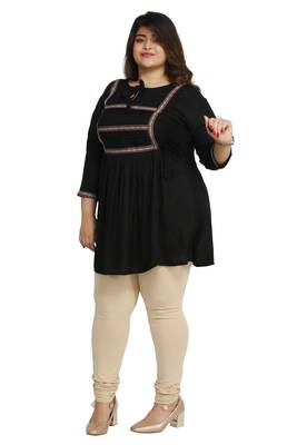 Black woven rayon short-kurtis 4