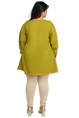 Green woven rayon short-kurtis 2