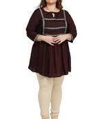 Brown woven rayon short-kurtis