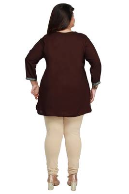 Brown woven rayon short-kurtis 2