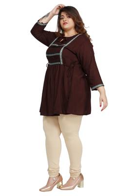Brown woven rayon short-kurtis 4