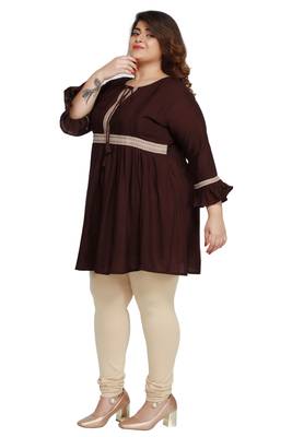 Brown woven rayon short-kurtis 3