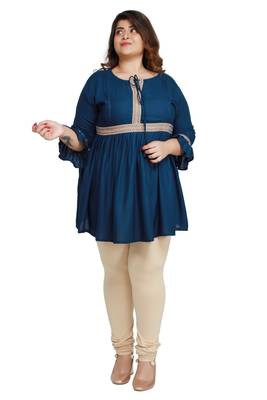 Dark-blue woven rayon short-kurtis 1
