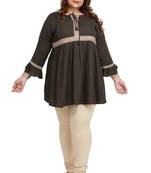 Green woven rayon short-kurtis