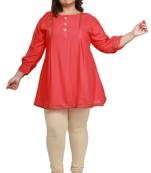 Pink woven rayon short-kurtis