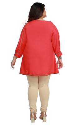 Pink woven rayon short-kurtis 2