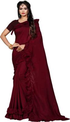Designer Ruffel Saree With Exclusive Clothes Party Wear Saree Vichitra Silk Saree  1