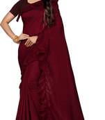 Designer Ruffel Saree With Exclusive Clothes Party Wear Saree Vichitra Silk Saree 