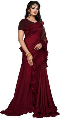 Designer Ruffel Saree With Exclusive Clothes Party Wear Saree Vichitra Silk Saree  2