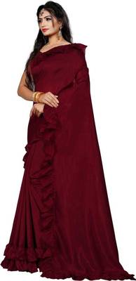 Designer Ruffel Saree With Exclusive Clothes Party Wear Saree Vichitra Silk Saree  3