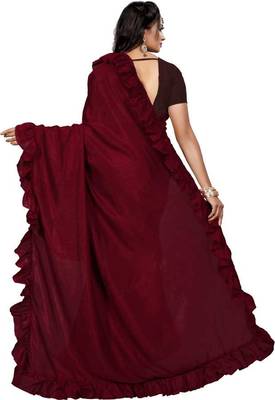 Designer Ruffel Saree With Exclusive Clothes Party Wear Saree Vichitra Silk Saree  4
