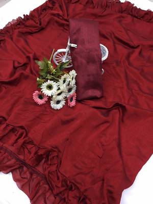 Designer Ruffel Saree With Exclusive Clothes Party Wear Saree Vichitra Silk Saree  5