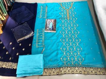 Sky-blue embroidered georgette salwar 2