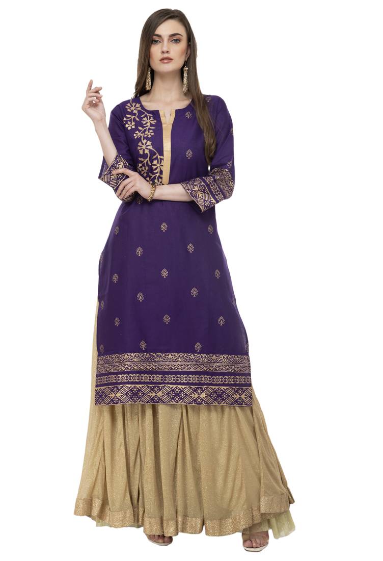 RISHAGA Violet printed cotton party-wear-kurtis RISHAGA 3272808