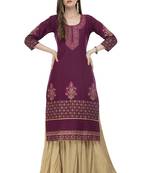 RISHAGA Plum printed cotton party-wear-kurtis