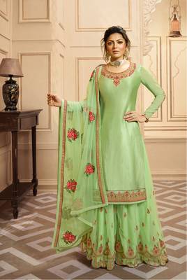 Light-green embroidered georgette salwar 1