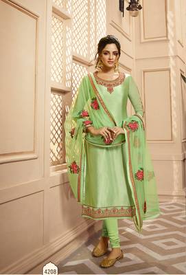 Light-green embroidered georgette salwar 2