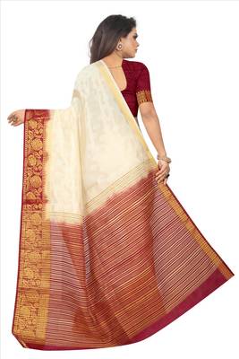 White woven art silk saree with blouse 2