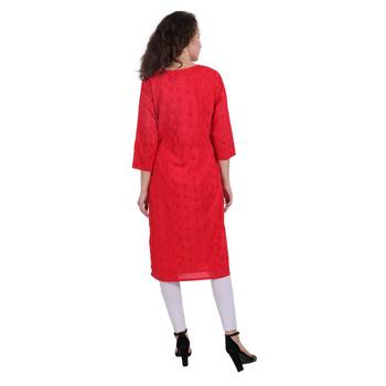 Red embroidered cotton ethnic-kurtis 4